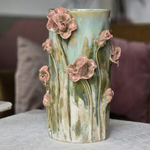 Vaas ArtRose Collection Roosa-roheline k 30 cm, diam 14 cm