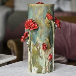 Vaas ArtRose Collection Punane-roheline k 34 cm, diam 14 cm