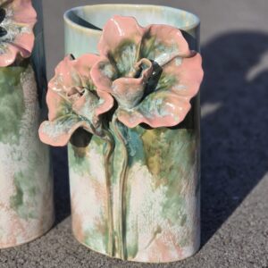 Vaas ArtRose Collection Roheline-roosa k 27 cm, diam 12 x 16 cm