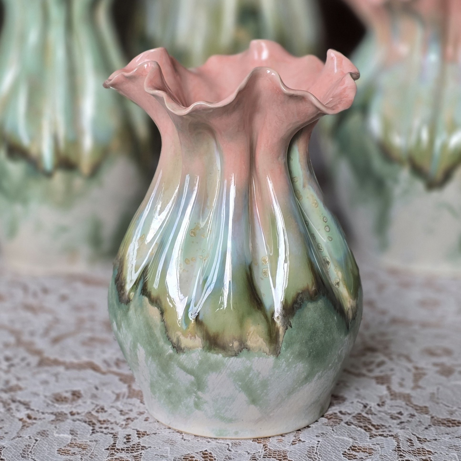 Vaas k 19 cm Roheline-roosa (nr 11)