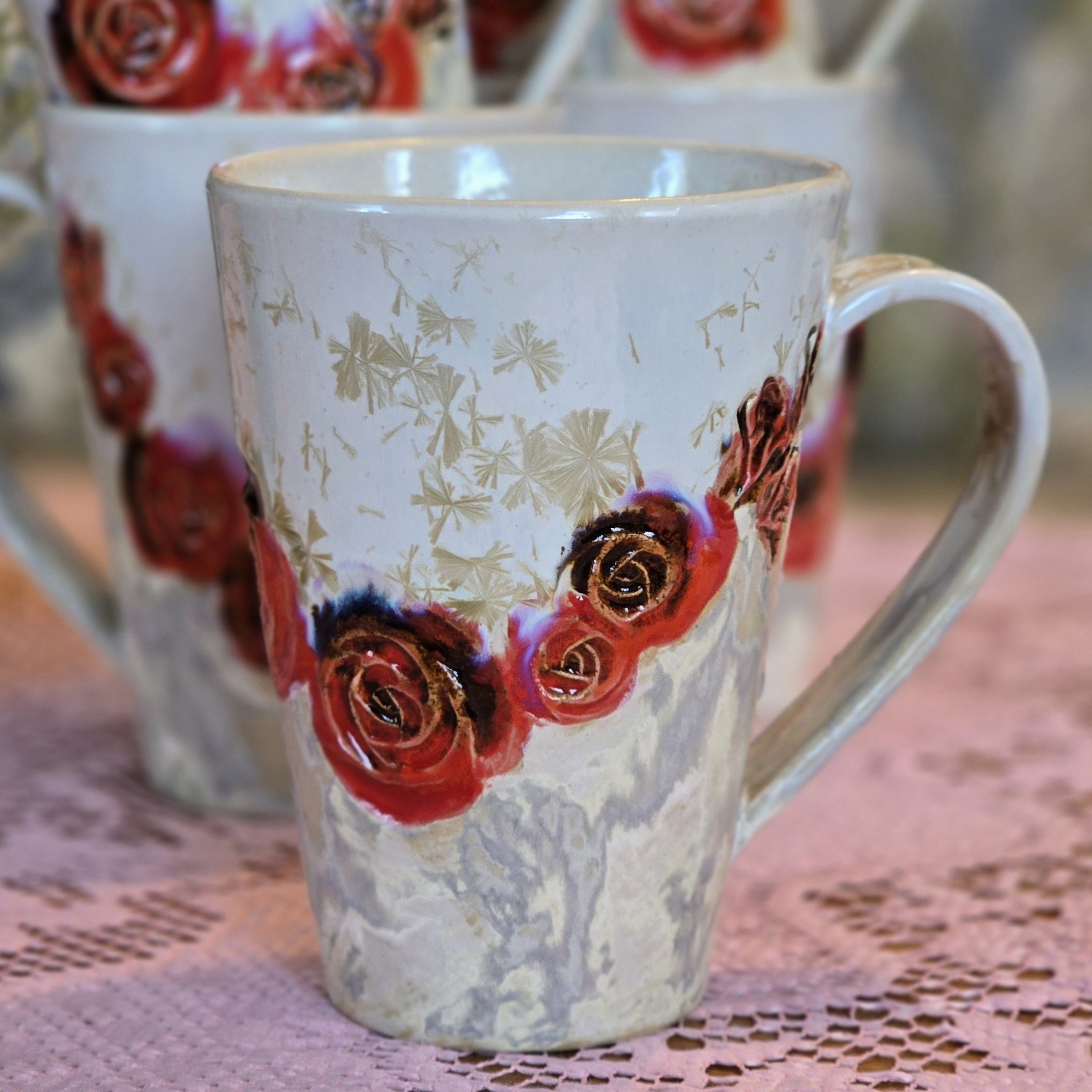 Tass 480 ml Punane roos, valge kristall