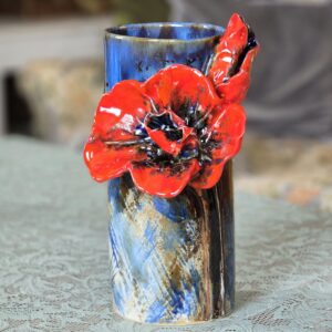 Vaas ArtRose Collection k 26 cm Tumesinine-punane roos
